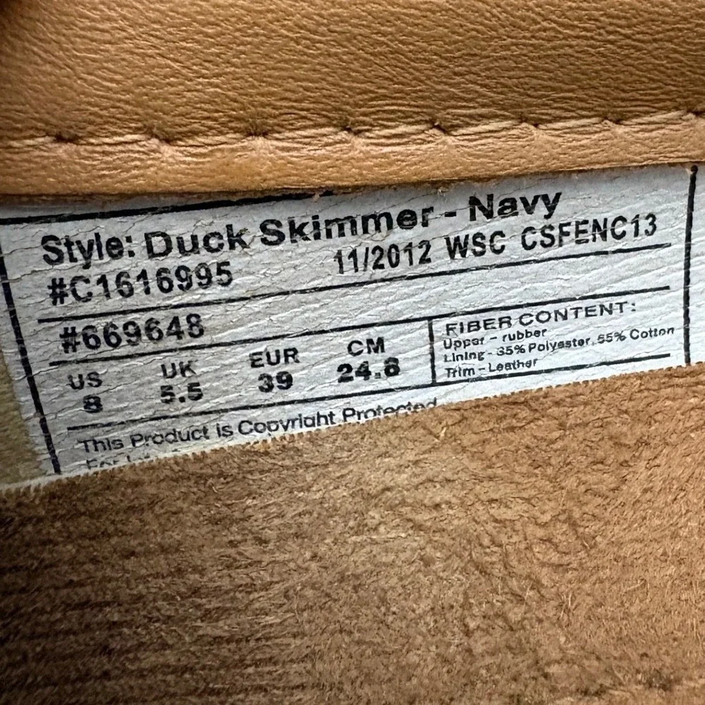 Chooka Navy Blue Duck Skimmer Flats Women's Size 8 Rubber Rain Shoes Slip On